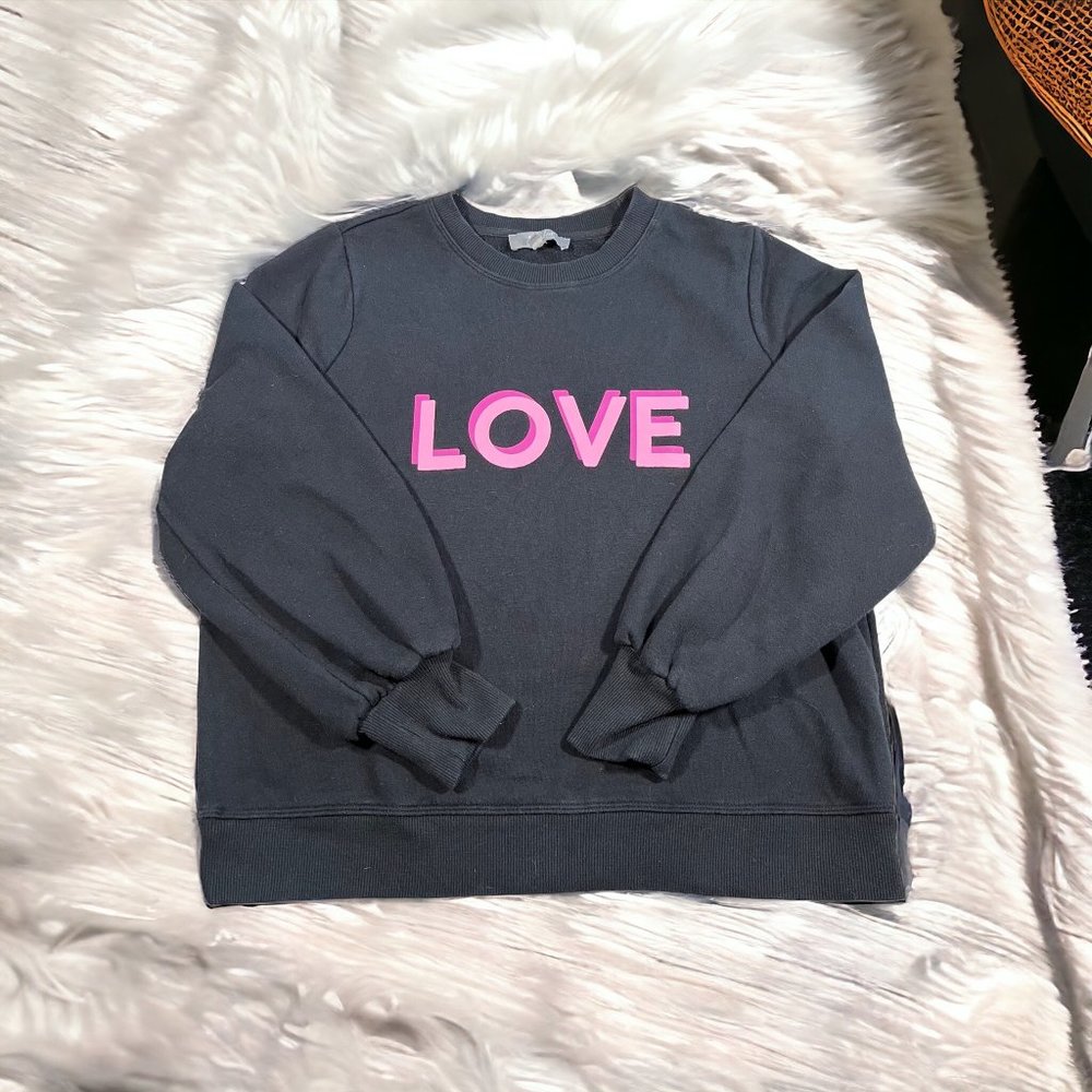 Marled by RC Women’s "Love" Fleece‎ Pullover Crewneck Sweatshirt Black Size Lg